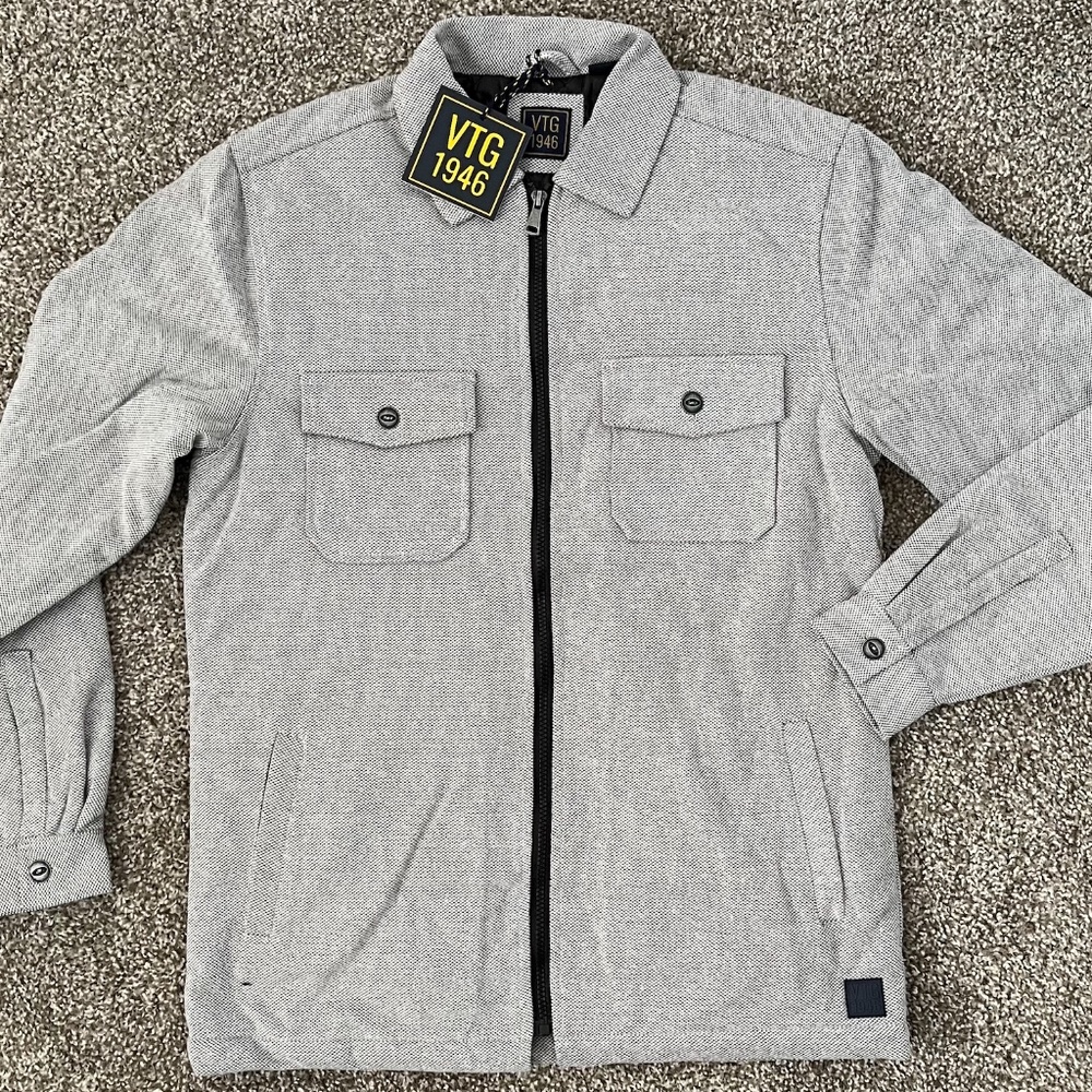 VINTAGE 1946 Birdseye Shacket, Alternate, color, BLACK Mens Medium NWY